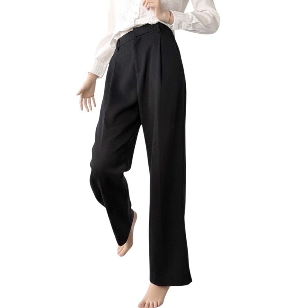 Twosweet Black Pleated High Waist Trousers  Office Siren Dark Academia Sz 27‎